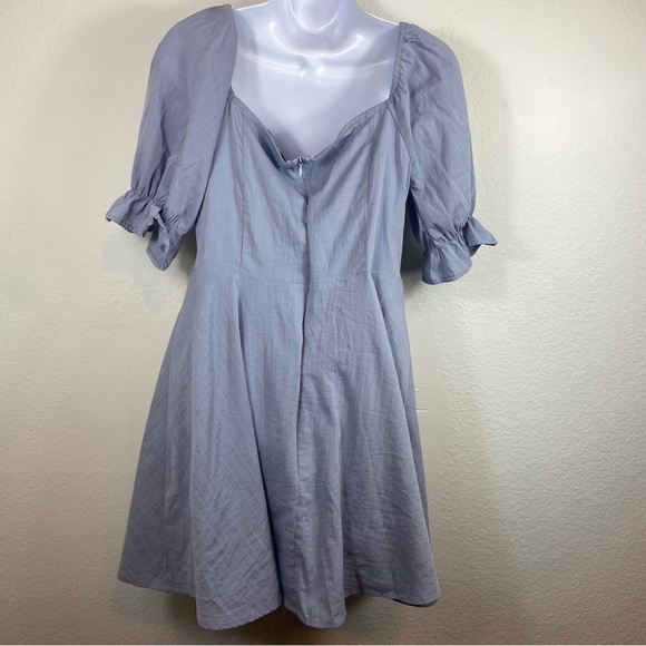 LuLu’s Medium Dress Elsie Dusty Blue‎ Pretty Puff Sleeve Lined - Picture 12 of 13